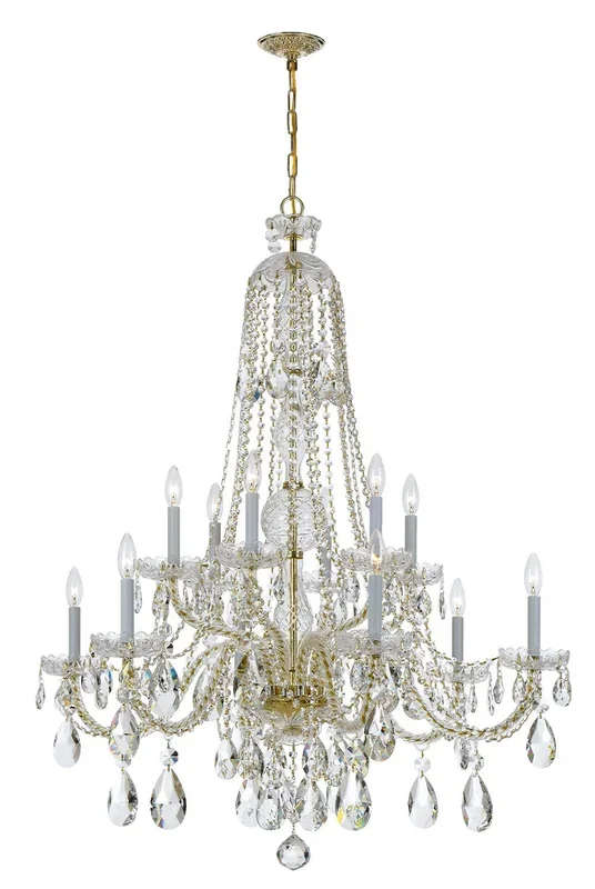 Crystorama – 1112-PB-CL-MWP – 12 Light Chandelier – Traditional Crystal – Polished Brass – 1112PBCLMWP