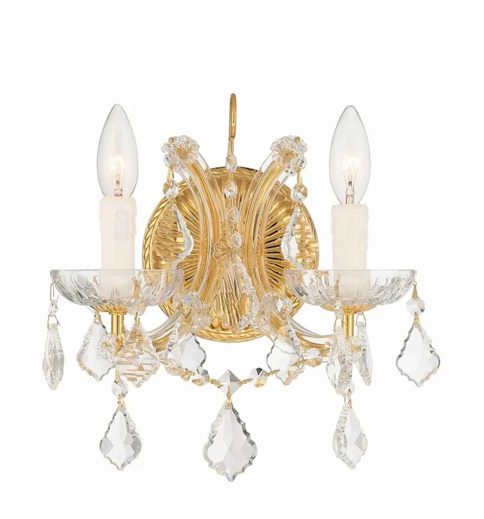 Crystorama – 4472-GD-CL-S – Two Light Wall Sconce – Maria Theresa – Gold – 4472GDCLS
