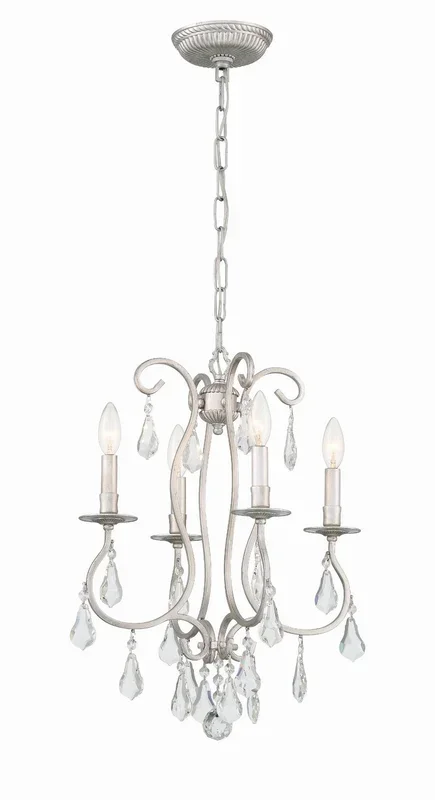Crystorama – 5014-OS-CL-S – Four Light Mini Chandelier – Ashton – Olde Silver – 5014OSCLS