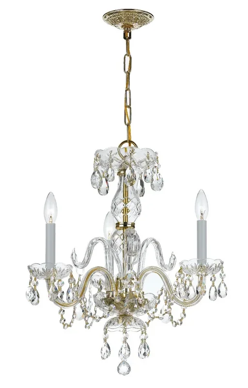 Crystorama – 5044-PB-CL-SAQ – Three Light Mini Chandelier – Traditional Crystal – Polished Brass – 5044PBCLSAQ
