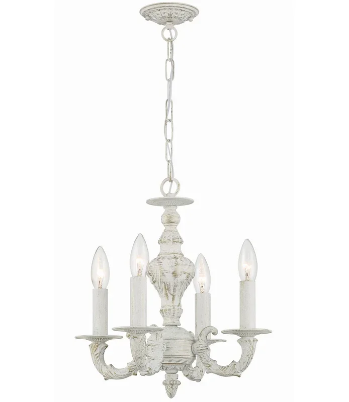 Crystorama – 5124-AW – Four Light Mini Chandelier – Paris Market – Antique White – 5124AW