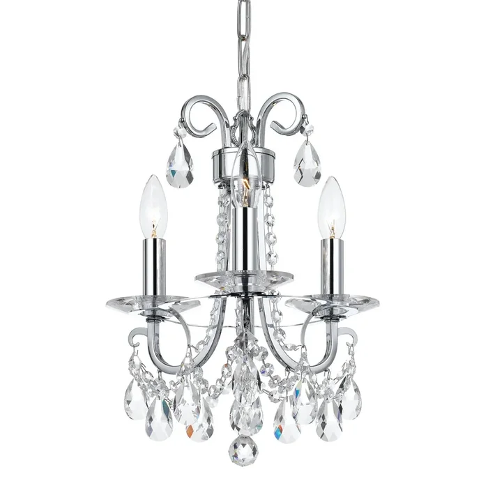 Crystorama – 6823-CH-CL-SAQ – Three Light Mini Chandelier – Othello – Polished Chrome – 6823CHCLSAQ