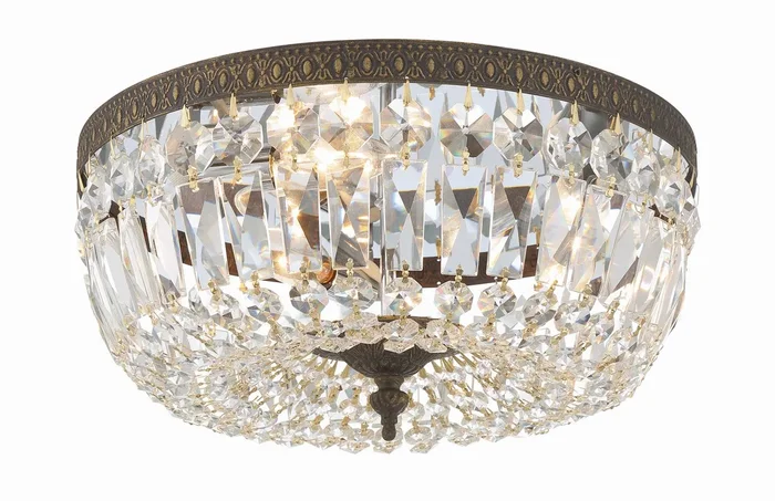Crystorama – 714-EB-CL-SAQ – Three Light Flush Mount – Ceiling Mount – English Bronze – 714EBCLSAQ