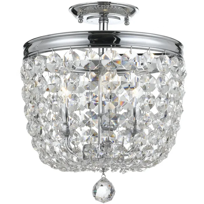 Crystorama – 783-CH-CL-MWP – Three Light Semi Flush Mount – Archer – Polished Chrome – 783CHCLMWP