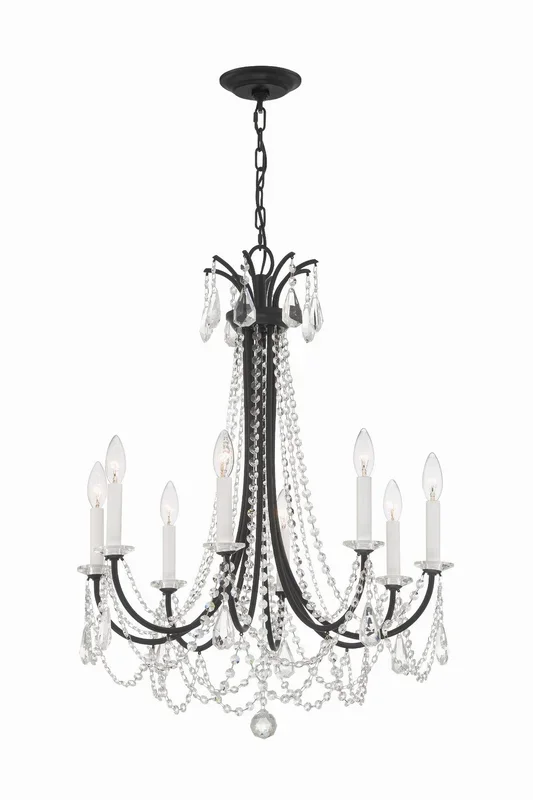 Crystorama – KAR-90908-MK-CL-MWP – Eight Light Chandelier – Karrington – Matte Black – KAR90908MKCLMWP