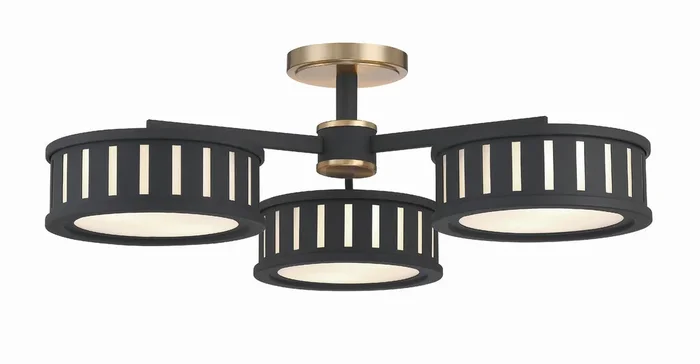 Crystorama – KEN-8300-VG-BF – Six Light Semi Flush Mount – Kendal – Vibrant Gold + Black Forged – KEN8300VGBF