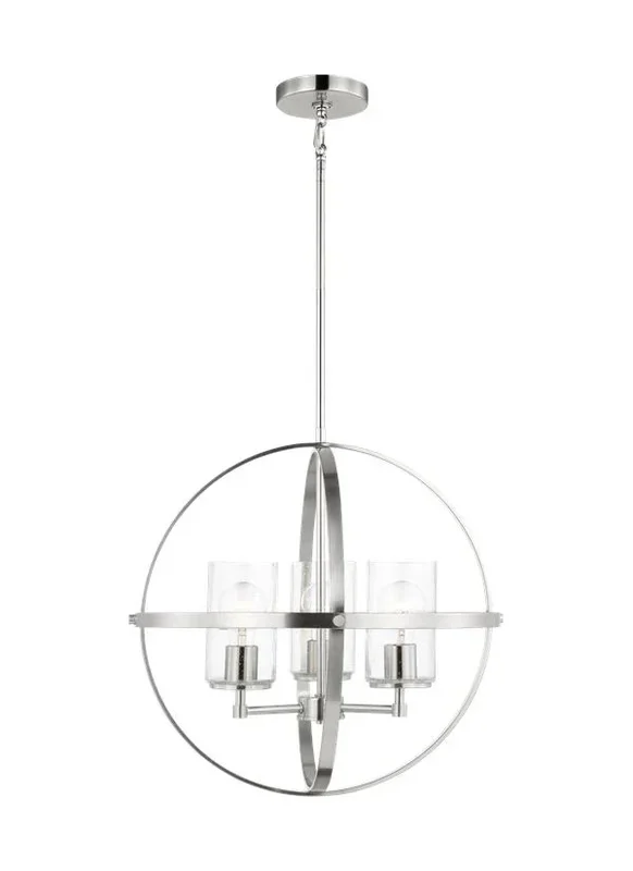Generation Lighting Alturas Three Light Chandelier Brushed Nickel Clear Silver Cord (3124673-962)