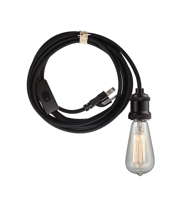 Innovations – 020BK-1BK-PG – Plug-In Corded Socket And Cover With Switch – Custom Cord – Matte Black
