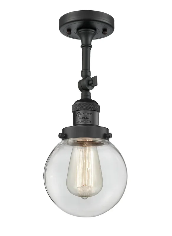 Innovations – 201F-BK-G202-6 – One Light Semi-Flush Mount – Franklin Restoration – Matte Black
