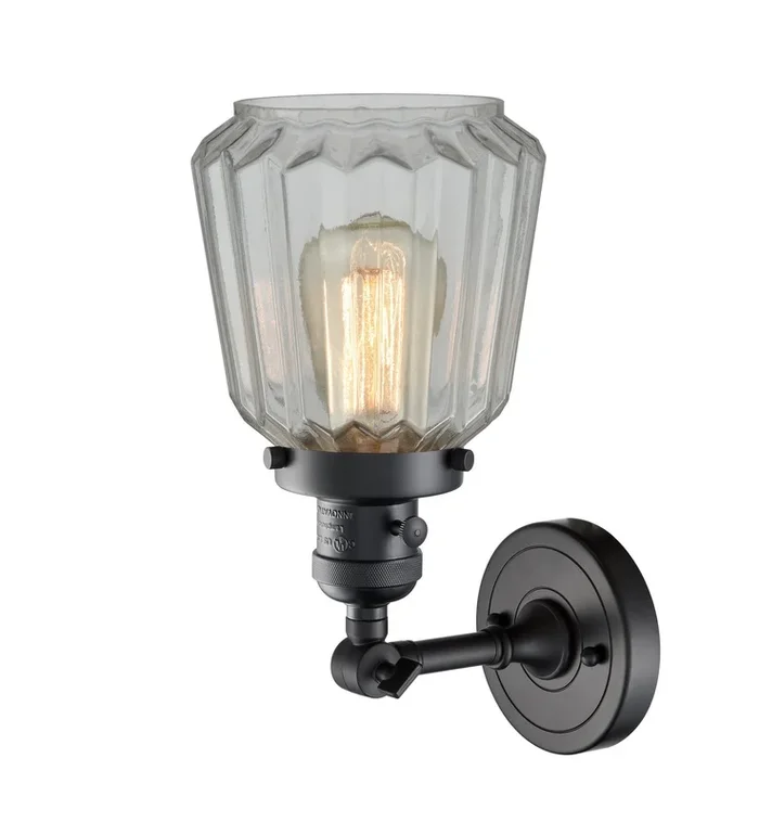 Innovations – 203SW-BK-G142 – One Light Wall Sconce – Franklin Restoration – Matte Black