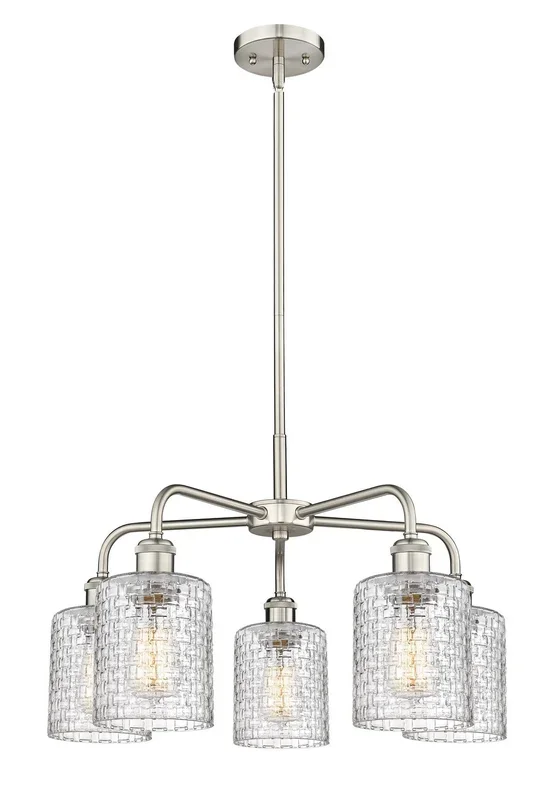 Innovations – 516-5CR-SN-G112C-5CL – Five Light Chandelier – Ballston – Satin Nickel – 5165CRSNG112C5CL