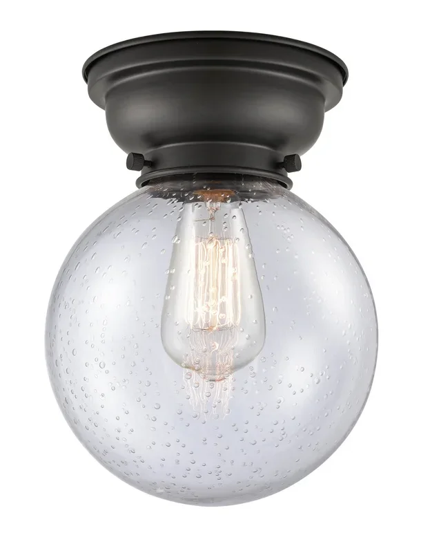 Innovations – 623-1F-BK-G204-8 – One Light Flush Mount – Franklin Restoration – Matte Black – 6231FBKG2048