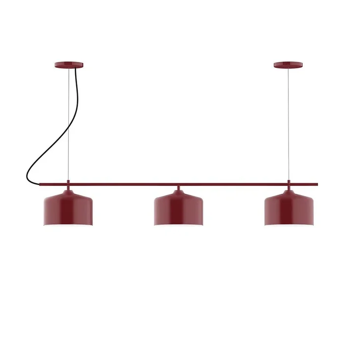 Montclair Light Works – CHA419-55-C27 – Three Light Linear Chandelier – Axis – Barn Red – CHA41955C27