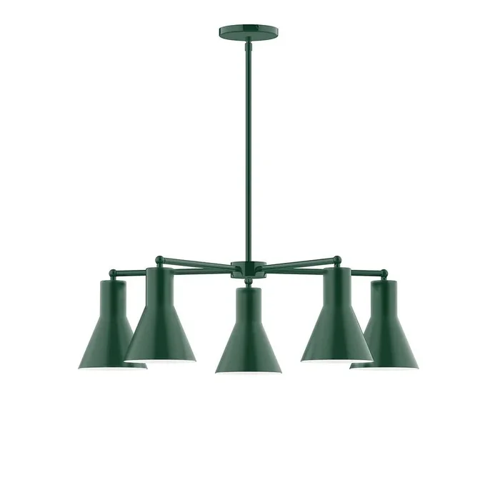 Montclair Light Works – CHC436-42 – Five Light Chandelier – Flare – Forest Green – CHC43642
