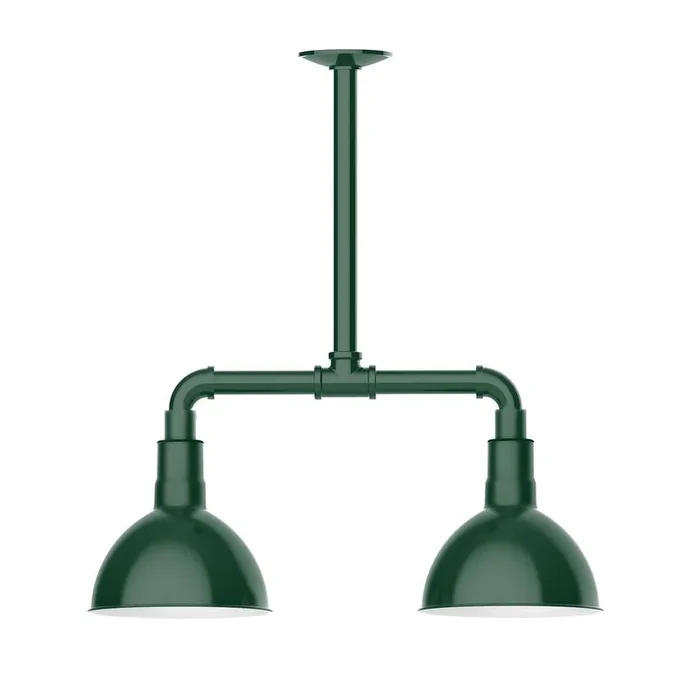 Montclair Light Works – MSB114-42-T36-G06 – Two Light Pendant – Deep Bowl – Forest Green – MSB11442T36G06