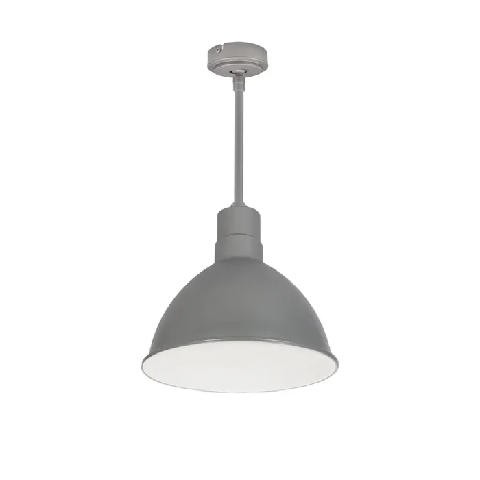 Nora 10 Inch RLM 24 Inch Stem Mounted LED Shade 2000Lm 3500K Gun Metal/White 120V 0-10V/Triac/ELV And 277V 0-10V Dimming (NRLM-10ST2035GMWLE4/24)