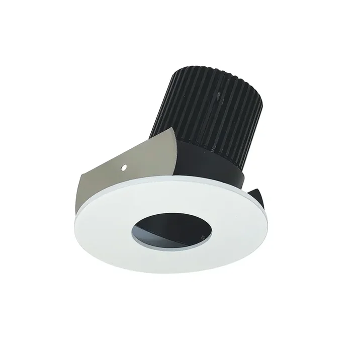 Nora 2 Inch Iolite LED Round Adjustable Pinhole 10 Degree Optic 850Lm 12W 3500K Black Pinhole Matte Powder White Flange (NIOB-2RPHA35QBMPW)
