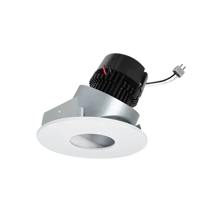Nora 4 Inch Pearl Low Voltage LED Round Adjustable Pinhole Retrofit 950Lm 11W 4000K Haze Pinhole/Matte Powder White Flange (NPRLV-4RPHA40XHZMPW)