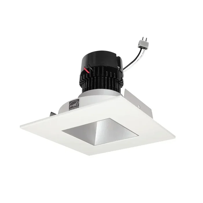 Nora 4 Inch Pearl Low Voltage LED Square Retrofit Reflector Square Aperture 1100Lm 11W 2700K Haze Reflector/White Flange (NPRLV-4SNDSQ27XHW)