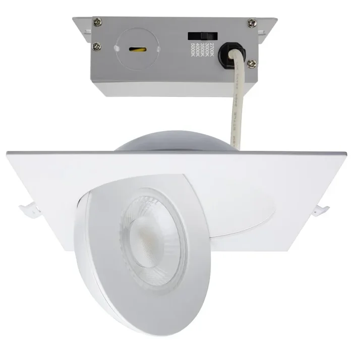 SATCO/NUVO 15W CCT Selectable LED Direct Wire Downlight Gimbaled 6 Inch Square Remote Driver White (S11861)